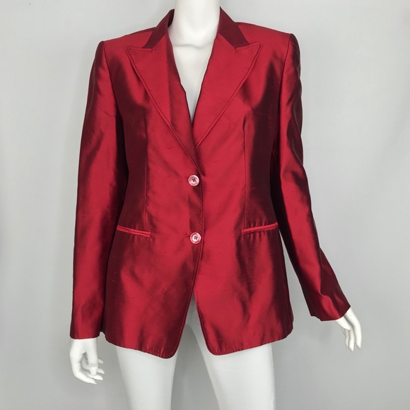 MaxMara Jackets & Blazers - {Max Mara} Vintage Shangtung Red Silk Blazer